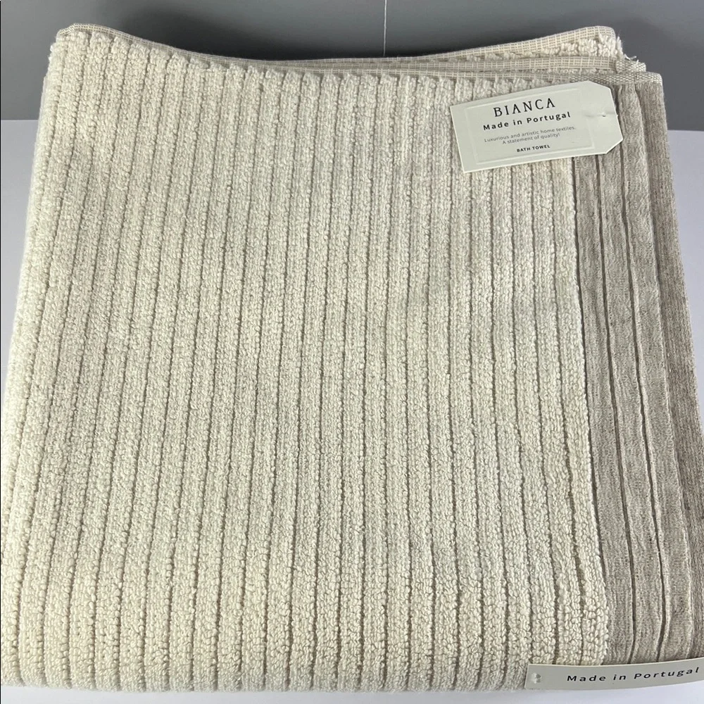 Bianca Portugal Bath Towel Set Tan Textured Soft 100% Cotton 2 Pc Set New